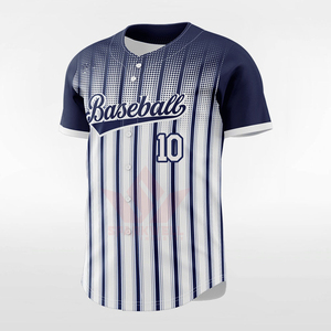 Maillot de baseball rayé bleu marine et blanc pour homme, manches courtes, boutonnage frontal, évacuation de l'humidité, impression sublimée, coupe régulière adulte - Product Image 2