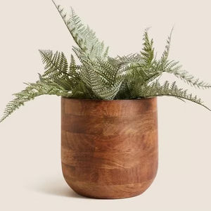 Pot de fleurs sphérique en bois d'acacia écologique, fait main, moderne, pour décoration intérieure, prix avantageux. - Product Image 6