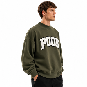 Custom Chenille Embroidery <b>Mens</b> Greek Letter Mock Neck Sweatshirt 100% Cotton Fleece <b>Pullover</b> <b>Mens</b> Mock Neck Sweatshirt - Product Image 1