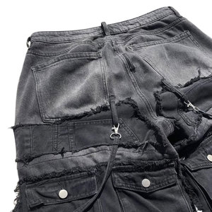 Pantalones Cargo de Mezclilla para Hombre, Talla Grande, Estilo Desgastado y Roto, Corte Holgado, Cintura Media, Bolsillos con Parches, 100% Algodón - Product Image 6