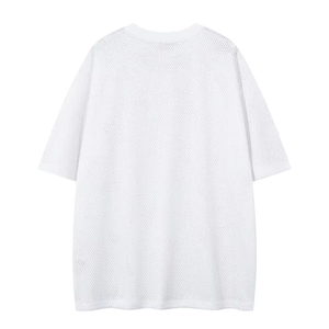 เสื้อยืด Battlekid BKID ผู้ชาย สีขาว ทรงโอเวอร์ไซส์ ผ้าตาข่าย แขนสั้น คอกลม สไตล์สตรีท พิมพ์ลายตัวอักษร ระบายอากาศได้ดี ผ้าถัก - Product Image 4