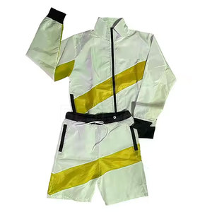 Ensemble court coupe-vent respirant et léger en 100 % coton pour homme – Tenue sportive avec veste à capuche et short à taille élastique - Product Image 1
