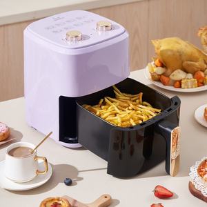 Modern Purple Plastic <b>Air</b> <b>Fryer</b> 5L Observation Window Manual Control PTFE Non-Stick Single <b>Basket</b> Countertop Electric Household - Product Image 3