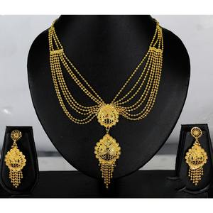 Ecklace-Conjunto de joyería de Latón chapado en oro puro, collar de alta calidad con diseño de los UAE Dubai - Product Image 4