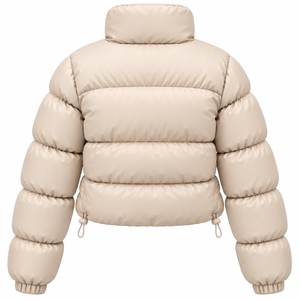 Veste matelassée courte pour femme, couleur unie, col montant, manches longues, manteau d'hiver chaud, léger, en polyester pour l'extérieur - Product Image 2