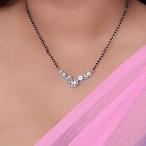 Collier Mangalsutra en Zircon Cubique Argenté Naturel pour Femme, Bijou Perlé de Luxe pour Fiançailles, Mariage et Usage Quotidien, Vente en Gros - Product Image 3