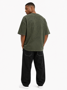 Chemises pour hommes brodées surdimensionnées, style vintage, t-shirt imprimé DTG, manches courtes et col rond, streetwear OEM - Product Image 4
