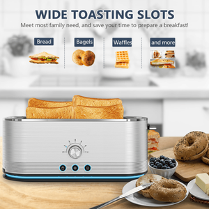 <b>Silver</b> Four-Piece <b>Toaster</b> with 7 Baking Levels & Anti-Clog Design Featuring Defrost/Reheat/Cancel Functions 4 1.5-Inch Slots - Product Image 3