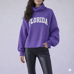 Sudadera de cuello alto oversize de manga larga para mujer al por mayor, de algodón cálido para otoño e invierno - Product Image 1