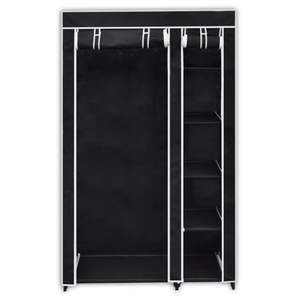 Armoire portable pliable avec revêtement en tissu polaire noir et structure en tubes d'acier - Product Image 2