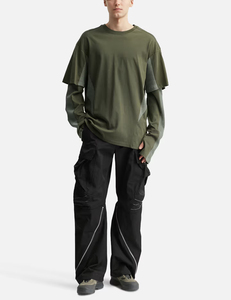 Camiseta de Manga Larga Personalizada de Doble Capa, Estilo Urbano, Gráfica, Holgada, Hip Hop, de Alta Calidad para Hombre - Product Image 5