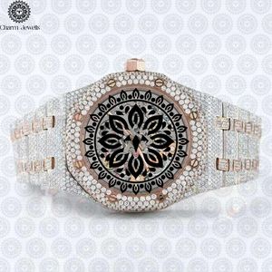 Montre de luxe Charm Jewells en acier inoxydable, boîtier carré de 40 mm, mouvement mécanique analogique, mode masculine, accents de diamants, 10 bars - Product Image 2