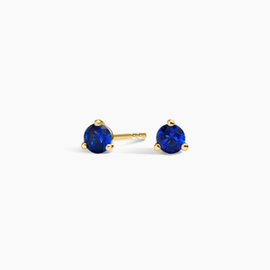 Classic Round Emerald Stud Earrings in 18K <b>Solid</b> Gold for Women's Everyday Wear - Product Image 2