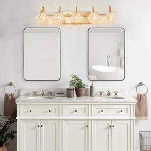29\" Modern Crystal Bathroom Vanity <b>Light</b> Elegant 5-<b>Light</b> Golden Wall <b>Sconce</b> Clear Glass Shade Elegant Wall Lighting Vanity - Product Image 2