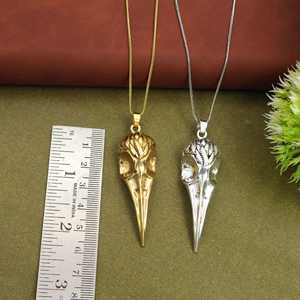 สร้อยคอจี้รูปหัวนกวินเทจ ทองเหลืองชุบทองและเงิน เครื่องประดับรูปหัวนกอีกา |   จี้ห้อยคอขายส่ง - Product Image 2