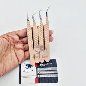 แหนบต่อขนตาเคลือบยางพีชปลายเงินทำจากสเตนเลสแหนบวัดปริมาณปริมาณรูปร่างต่างๆโลโก้ส่วนตัว - Product Image 1