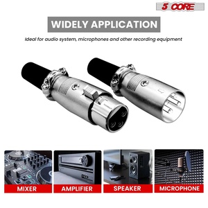 5 Core <b>XLR</b> <b>Microphone</b> Plug 20 Pair Set 3 Pin Male Female Audio Connectors - Product Image 5