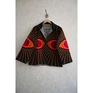 Chaqueta Boho de Terciopelo Bordada a Mano para Mujer, Abrigo Étnico Vintage de Invierno, Prenda Hecha a Mano para Festivales - Product Image 1