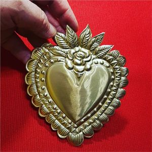 Decorative Metallic Flaming Sacred Heart <b>Wall</b> Art Trendy Ex Voto Heart <b>Hanging</b> Accent Spiritual Home Sanctuary Decor Craft - Product Image 6