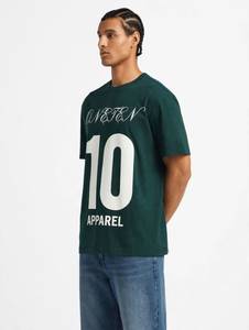 T-shirt vert oversize pour homme OveteN 10, manches courtes, style streetwear, jersey en coton, col rond, imprimé avec des lettres - Product Image 4