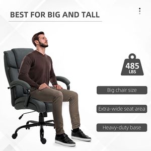 Sedia da Ufficio Grande e Alta Grigio Antracite, Capacità 220 kg, Altezza Regolabile, Ruote Girevoli, Tessuto in Lino, Nylon BIFMA - Product Image 4
