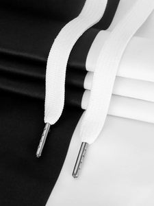Fashionable Contrast Panel Black White <b>Pullover</b> Hoodie with Drawstring Hood and Kangaroo Pocket - Product Image 4