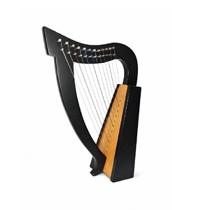 พิณเซลติก 12 สาย - เครื่องดนตรีพื้นบ้านไอริชไม้มะฮอกกานีสีดำ พร้อมกระเป๋าและกุญแจ พิณไอริชขนาดเล็กสำหรับผู้เริ่มต้น - Product Image 1