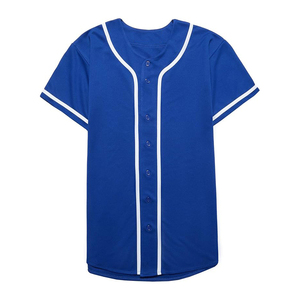 Camiseta de Béisbol Azul Rey con Ribete Blanco en Contraste, Ropa Deportiva Personalizada para Equipos, Camisa Deportiva con Botones - Product Image 1