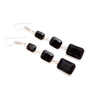 Boucles d'oreilles en onyx noir, taille octogonale, serties d'argent sterling 925, pour femme, cadeau pour maman - Product Image 4