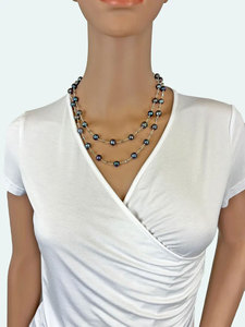 Hermoso Collar de Perlas Negras de Varias Capas, Collar de Perlas Oscuras con Cuentas, Joyería Boho, Regalo de Moda para Mujer - Product Image 4