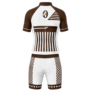 Ensemble maillot et short de cyclisme marron foncé et blanc, manches courtes, fermeture éclair intégrale, respirant, rembourré, pour la course à vélo, l'entraînement et les performances sportives - Product Image 2