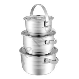 Ensemble de grands bols mélangeurs en acier inoxydable de luxe couvercles à poignée bol de service de luxe poli de haute qualité pour autocuiseur en métal - Product Image 1