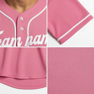 Camiseta de Béisbol Rosa Personalizada con Botones, Uniforme de Equipo con Logotipo Personalizado, Fabricante de Ropa Deportiva - Product Image 6
