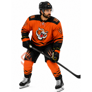 Custom Ice Hockey Jersey Men Full Sublimation Team Sport Uniform Orange <b>Tiger</b> Design Wholesale OEM Hockey Wear Jersey Supplier - Product Image 1