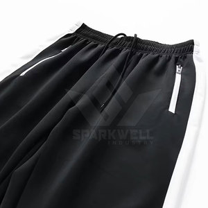 <b>Men</b> Tracksuit Black <b>White</b> Stripe Full Zip Sporty <b>Jacket</b> Pants Set Breathable Regular Fit Autumn Wear Solid Design - Product Image 4
