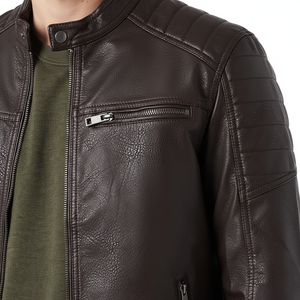 Veste en cuir pour homme de qualité supérieure, style sportif, avec col montant, fermeture éclair personnalisable, imperméable, coupe-vent, respirante, veste d'hiver - Product Image 4