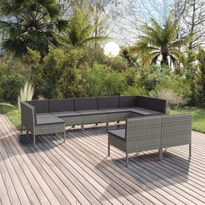 Ensemble de salon de jardin gris en rotin, 6 places, mobilier d'extérieur, design contemporain - Product Image 1
