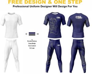 Vêtements de compression respirants pour hommes, vente en gros directe d'usine, design personnalisé, impression numérique par transfert thermique, ensemble de rashguard MMA - Product Image 2