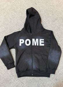 Nouvelle arrivée : sweat à capuche zippé en molleton de coton avec impression sérigraphique sur le devant et le dos, personnalisable pour homme, effet délavé soleil et strass. - Product Image 1