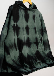 Sweat à capuche pour homme de haute qualité 100% coton, teinture pigmentaire, style streetwear vintage, en vert forêt et noir, sweat à capuche surdimensionné pour homme - Product Image 6