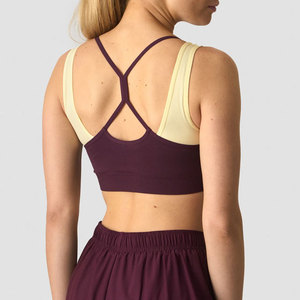 Nouveau design soutien-gorge de sport rembourré pour femme, double couche, dos croisé, couleur unie, extensible dans quatre directions, pour entraînement et gym - Product Image 2