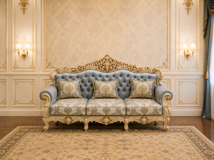 Imperial <b>Gold</b> Leaf Hand-Carved Living Room <b>Sofa</b> Set Buy Top Selling <b>Gold</b> Carved Wood Living Room Furniture with Blue Upholstery - Product Image 2