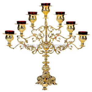 Chandelier orthodoxe à 7 lumières |   Candélabre d'autel d'église traditionnel - DOUBLE VEE EXPORTS - Product Image 2