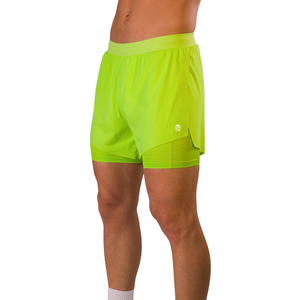 กางเกงขาสั้นออกกำลังกายผู้ชาย Flex 2 in 1 พร้อมซับในรัดรูป แห้งเร็ว เหมาะสำหรับวิ่ง ฟิตเนส เล่นกีฬา รับผลิตตามแบบ (OEM) ขายส่ง ขนาดตรงตามไซส์ - Product Image 2