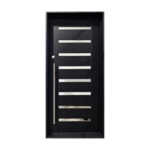 Minimalist-style rust-resistant wrought iron entrance door; easy to assemble, featuring a powder-coated finish. - Product Image 1