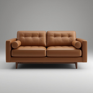 Sofá Loveseat de Cuero Vacuno Caramelo Premium, Estilo Moderno de Mediados de Siglo, Fabricante Vietnamita para Muebles de Sala de Estar - Product Image 1