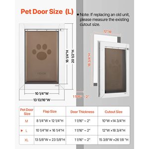 Grande porte pour animaux à double fermeture magnétique, cadre métallique robuste, résistante aux intempéries, pour usage intérieur et extérieur, produit promotionnel pour animaux - Product Image 5