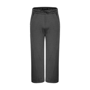Pantalon de survêtement en coton gris foncé de qualité supérieure, taille élastique avec cordon de serrage, décontracté, poches latérales, léger, tricoté, pour l'hiver - Product Image 1