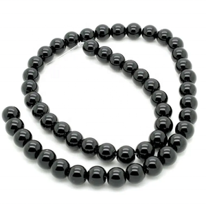 สร้อยลูกปัดเม็ดกลมนิลสีดำธรรมชาติสวยงาม100% พลอยคริสตัลบำบัด - Product Image 1