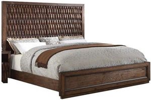 Cama Queen Size de estilo tradicional en diseño de incrustaciones de madera maciza marrón Camas de madera de transición - Product Image 6